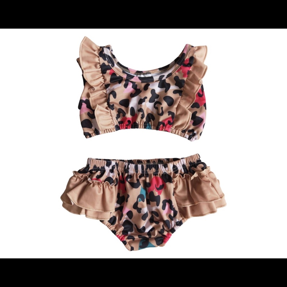Brown Leopard Girls Swimsuit